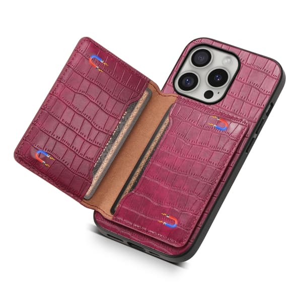 iPhone 16 Pro Max Crocodile Textur Skal Design med Full Täckning Röd