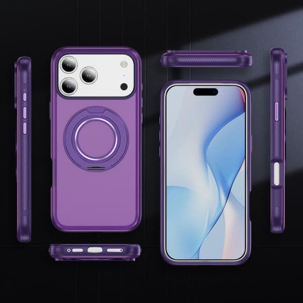 iPhone 18 Pro Max / iPhone 17 Pro Max Skal - Translucent PC Gear Holder med C MagSafe Ljust lila + lila