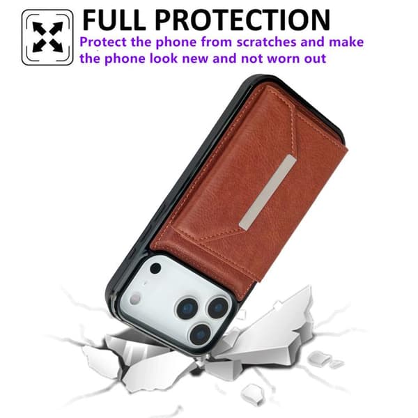 iPhone 18 Pro Max / iPhone 17 Pro Max Skal med Solid Färg och Metallspänne för Kortfack Brun
