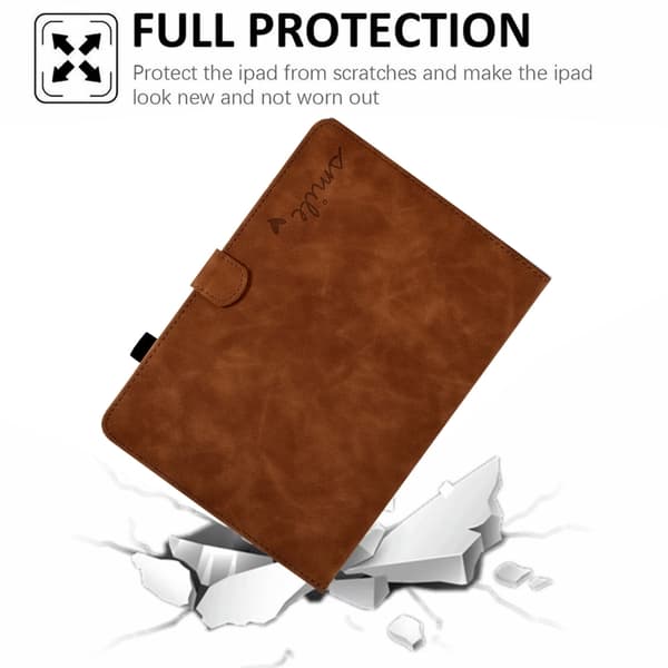 iPad Pro 11 2024 Skal - Embossad Smile Smart Läderfodral Brun