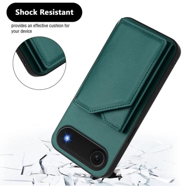 iPhone 17 Air Skal med Fyra Kortfack och Handledsrem Grön