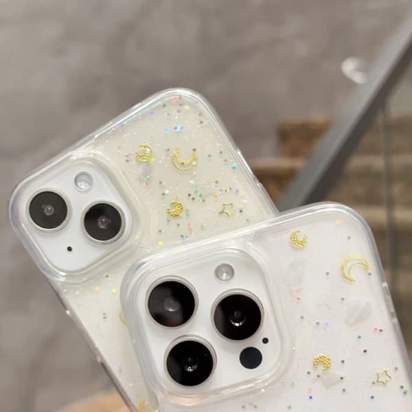 iPhone 16 Pro Max Moon Star Skal med Glitter Epoxy TPU