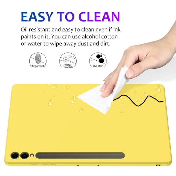 Samsung Galaxy Tab S9+ Skal i Ren Färg av Flytande Silikon, Stötsäker Gul