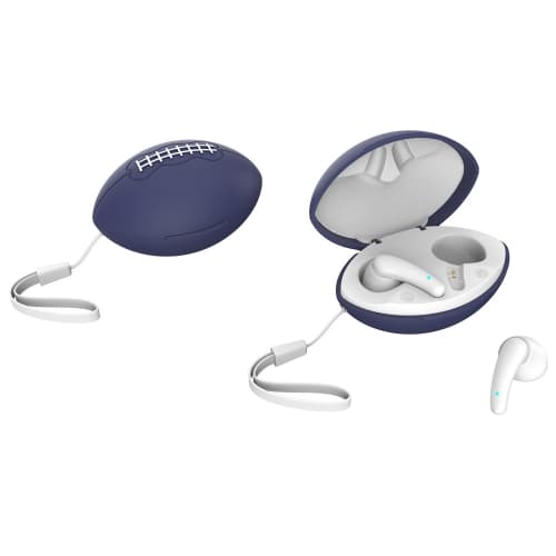 JYP-LR18 TWS Bluetooth 5.0 Rugby-formade Semi-In-Ear-spelhörlurar Blå