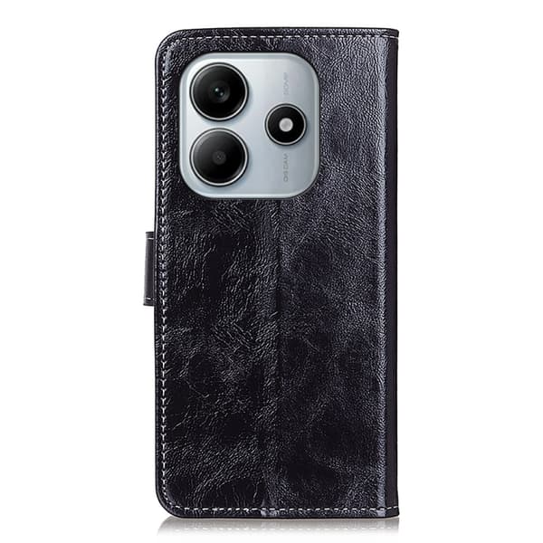 Redmi Note 14 4G - Retro Crazy Horse Textur Läderfodral Svart