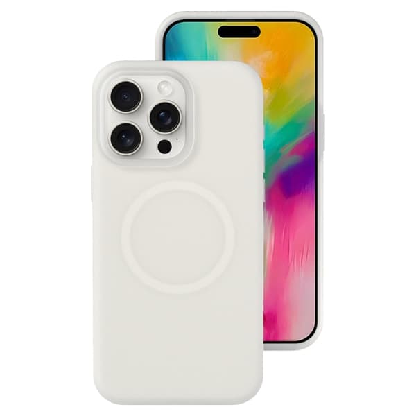 iPhone 16 Pro Max Jelly Liquid Silicone MagSafe Magnetisk Skal Vit