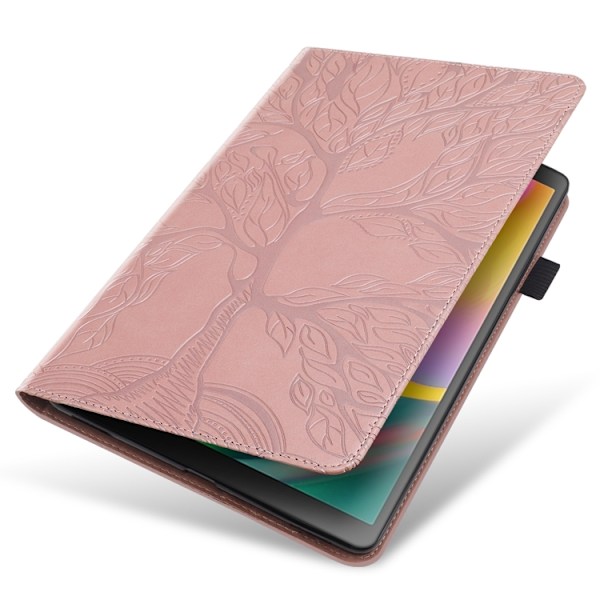 Samsung Galaxy Tab S9 / S9 FE Skal i Läder - Life Tree Series Horisontell Flip Roséguld