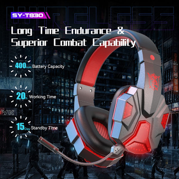 SOYTO SY-T830 Trådlöst datorspelheadset Universellt Bluetooth E-Sports Vete Mobiltelefonheadset Vit blå
