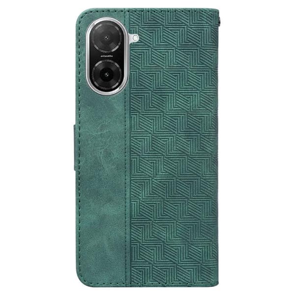 Redmi A5 4G - Geometriskt Prägling Läderfodral Grön