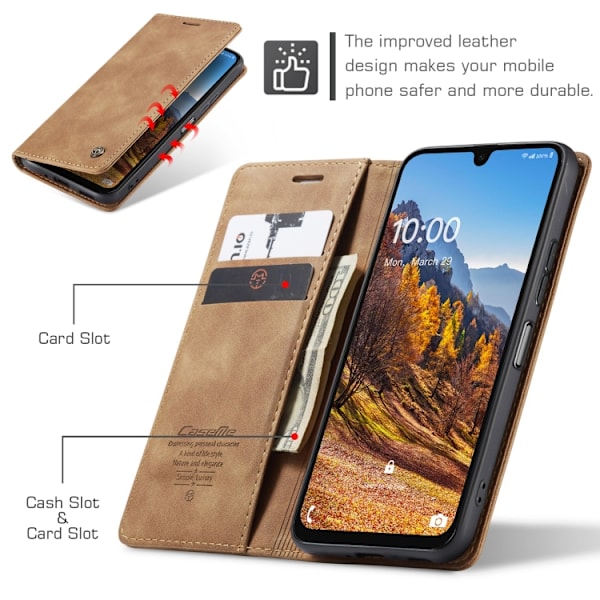 Samsung Galaxy A16 5G Skal CaseMe 013 Multifunktionell Horisontell Flip Läder Brun