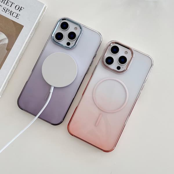 iPhone 16 Pro Max Metall Linsskydd Gradient PC MagSafe Skal Rosa