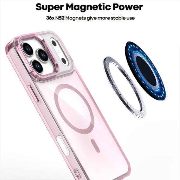 iPhone 17 Pro Max Skal med Plätering Gradient och MagSafe Hållare Rosa