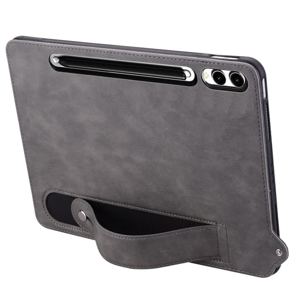 Samsung Galaxy Tab S10+/S9+/S8+ TPU Läderfodral med Handledsrem Grå