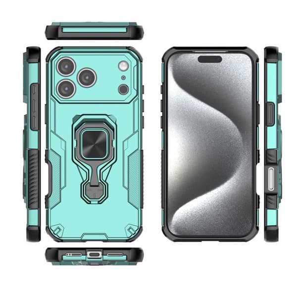 iPhone 18 Pro Max / iPhone 17 Pro Max Skal med Metall Kickstand och TPU Hybrid PC Grön
