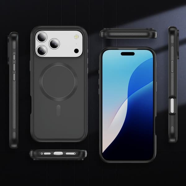 iPhone 18 Pro / iPhone 17 Pro Skal med Imitation Original CD Textur Magsafe PC Hybrid TPU Svart