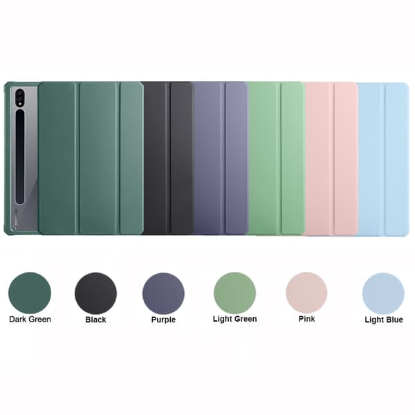 Samsung Galaxy Tab S7+ 3-faldig Smart Läderfodral Mörkgrön