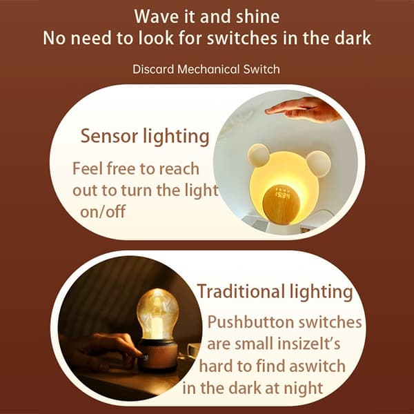 Moonlight Smart Sensing Bear Lamp Stödjer Bluetooth Högtalare Trådlös Laddning
