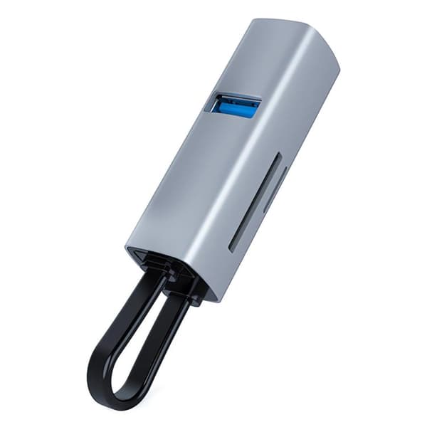 USB till USB3.0, Dubbel USB2.0, SD, TF Kort Bärbar Multifunktionell Dockningsstation Hub Adapter (Silver)