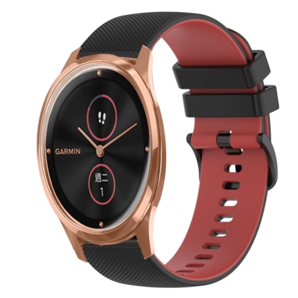 För GarminMove Luxe 20 mm rutigt watch i tvåfärgad silikon Black-Red