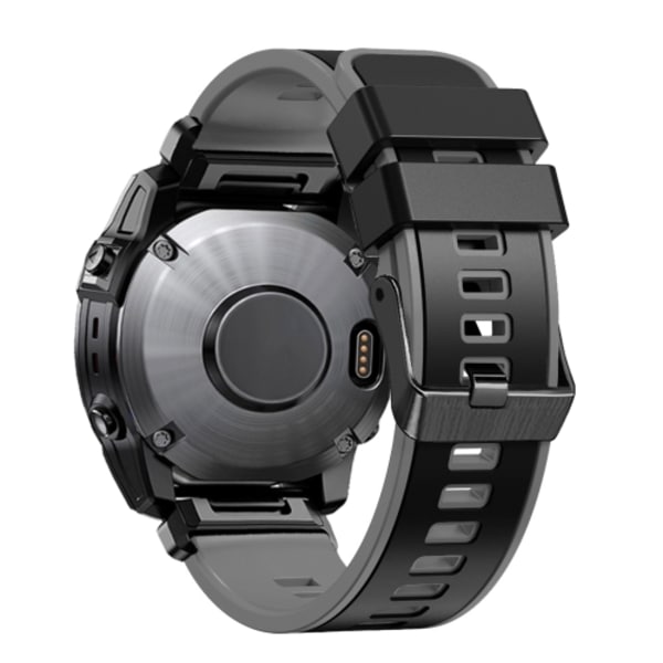 För Garmin Fenix ​​7X 26 mm Plain Weave Tvåfärgad Quick Release Silikon Watch Band Black Grey