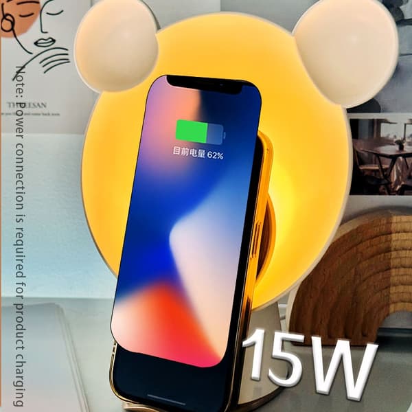 Moonlight Smart Sensing Bear Lamp Stödjer Bluetooth Högtalare Trådlös Laddning