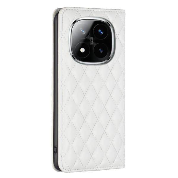 Redmi Note 14 Pro 5G / Note 14 Pro+ 5G - Diamantmönster Magnetiskt Läder Flip fodral Vit