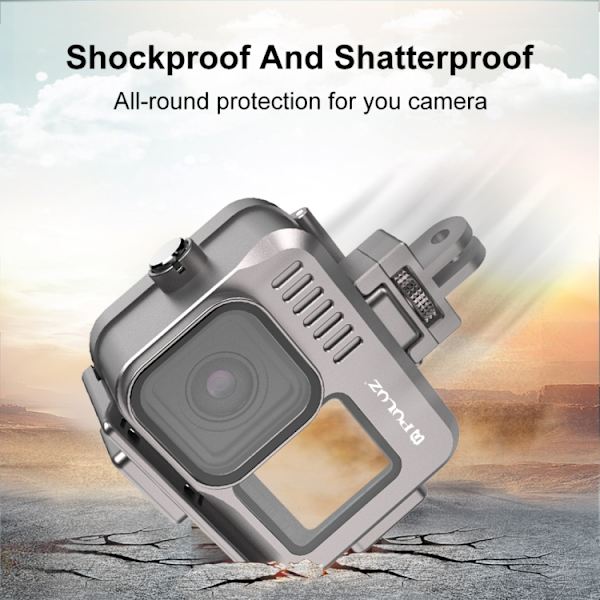 Vattentätt hus i aluminiumlegering för GoPro HERO12 Black /11 Black /10 Black /9 Black, 40 m