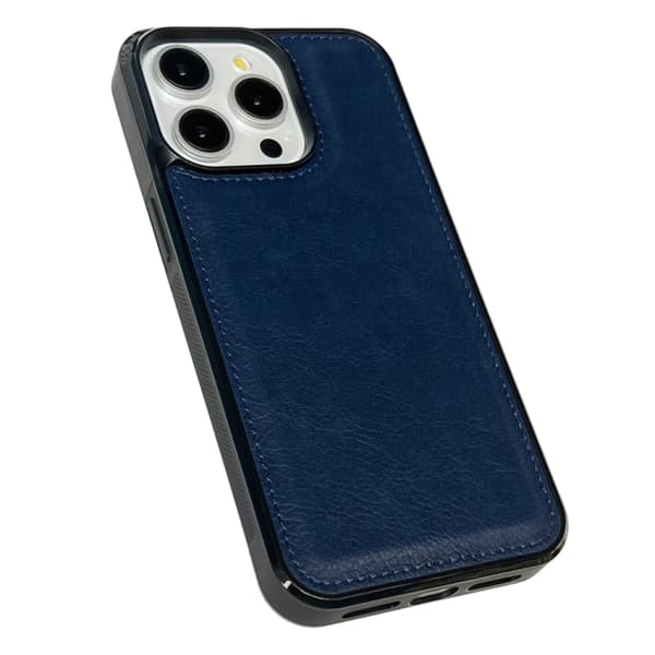 iPhone 16 Pro Max Cowhide Textur Skal - Elegant och Hållbar Mobilskydd Kunglig blå