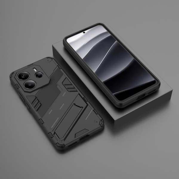 Redmi Note 14 4G - Punk Armor 2 i 1 PC + TPU Mobilskal med Ställ, Svart