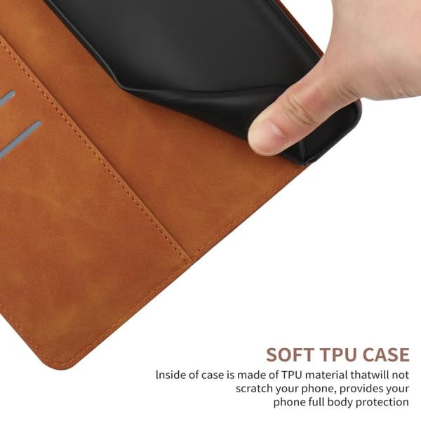 iPhone 18 Pro Max / iPhone 17 Pro Max Skal läderfodral med broderad präglad design Brun