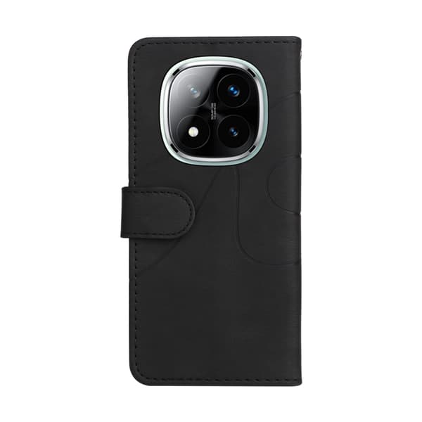 Redmi Note 14 Pro / 14 Pro+ 5G - Flip-läderfodral med tvåfärgad splicing Svart