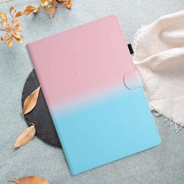 iPad Pro 11 2024 Skal i Smart Läder med Gradient Stitching Rosa Blå