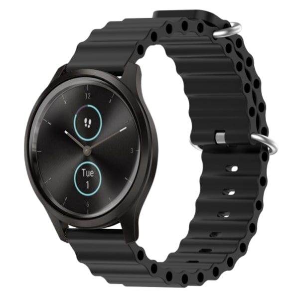 För Garmin Garminmove Style 20mm Ocean Style Silikon Solid Color Watch Band Black