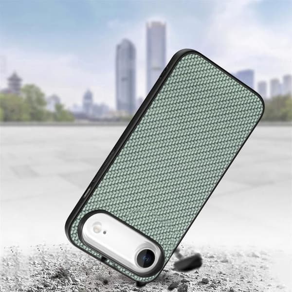 iPhone 17 Air Skal - Kolfibertextur och Läder Grön