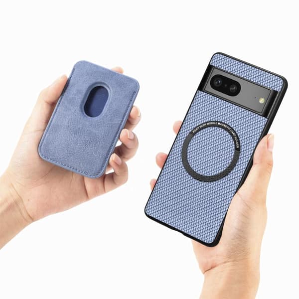 för Pixel 9a Skal i Kolfiber och Läder med MagSafe - Elegant och Skyddande Mobilfodral Grön