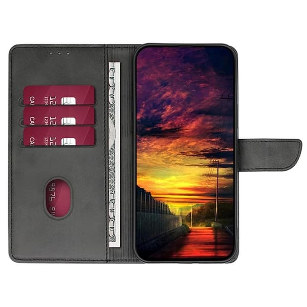 Redmi Note 14 Pro 5G - Läderfodral med Kalvtextur och Spänne Svart