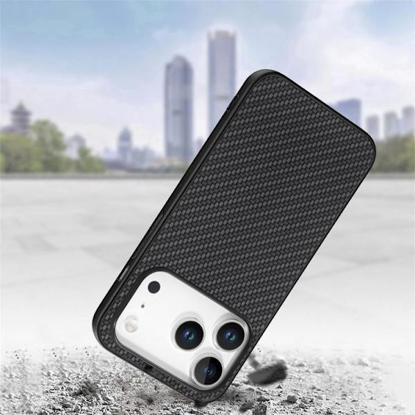 iPhone 17 Pro Skal - kolfibertextur och läder Svart