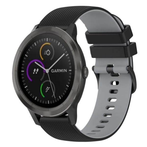 För Garmin Vivoactive3 Music 20 mm rutigt tvåfärgat watch Black-Grey
