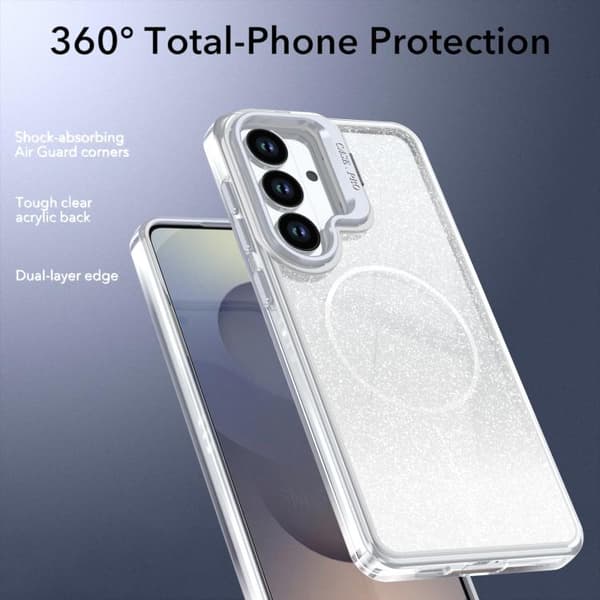 Samsung Galaxy S26+ / S26 Plus 5G Skal Fodral med Glittrande Gradient Magnetisk Linshållare Vit