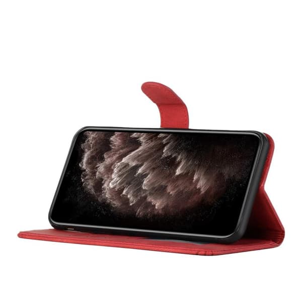 Redmi Note 14 Pro 4G - Cubic Skin Känsla Flip Läder fodral Röd