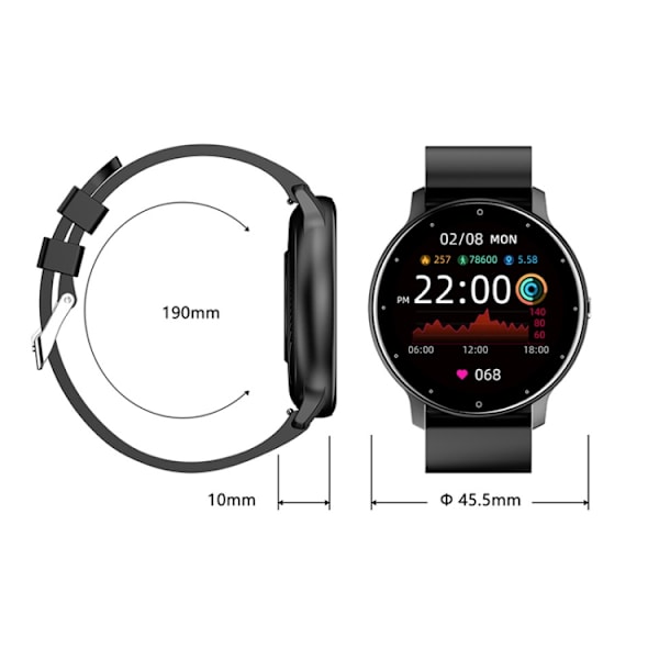 ZL02D 1,28 tum IP67 Vattentät Stålarmband Smartwatch Stödjer Hjärtfrekvensövervakning Blå