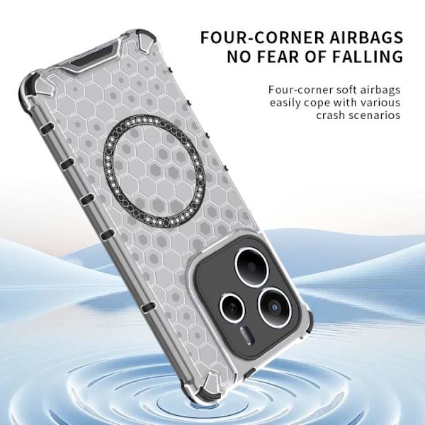 Redmi Note 14 5G - Honeycomb Magnetisk Ring Stötsäker Mobilskal Vit