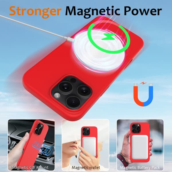 iPhone 16 Pro Max Shockproof Silikon Magsafe Skal Röd