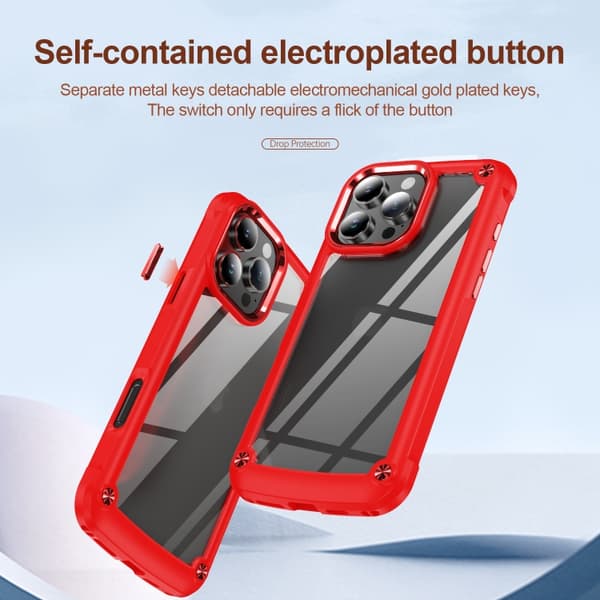 iPhone 16 Pro TPU + PC Linsskydd Skal Röd