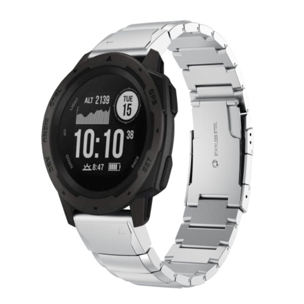 För Garmin Instinct 22mm Tortoise Shell watch i rostfritt stål Sliver