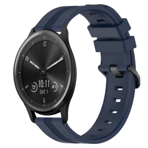 För Garmin Vivomove Sport 20 mm konkavt randigt Slicone watch Navy Blue