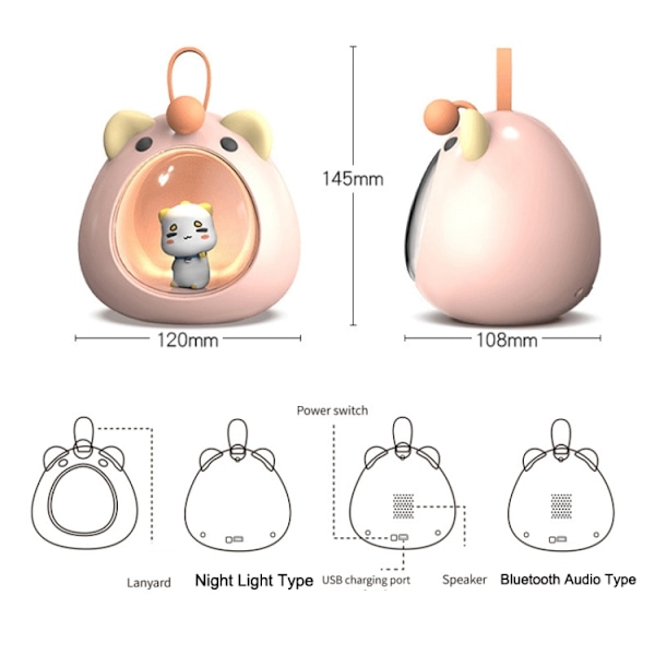 USB Bluetooth Audio Sovrum Atmosfär Cartoon Nattlampa - Nattlampa Typ (Lila)