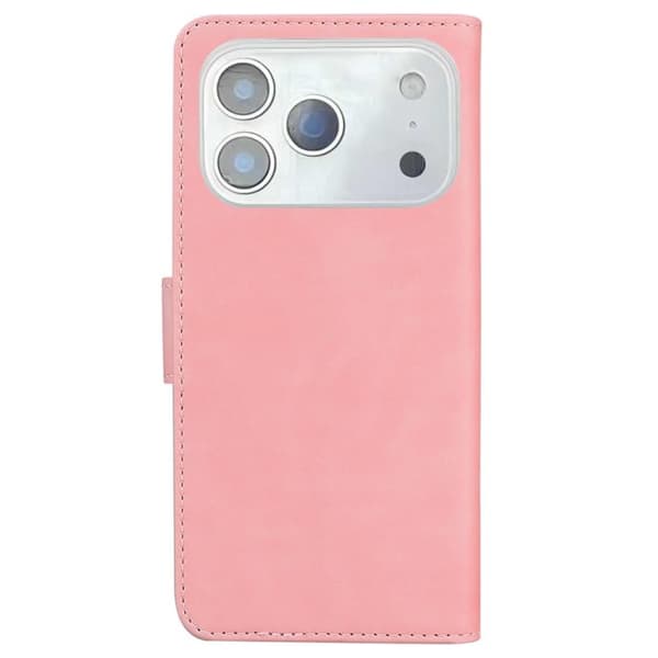 iPhone 18 Pro Max / iPhone 17 Pro Max Skal läderfodral - Känsla av ren färg och flip-design Rosa