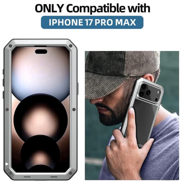 iPhone 18 Pro Max / iPhone 17 Pro Max Skal - RedPepper - Trippelskyddad Metall Silver