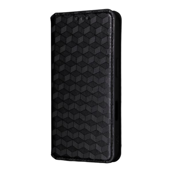 iPhone 18 Pro / iPhone 17 Pro Skal läderfodral med kubisk rutmönster Svart